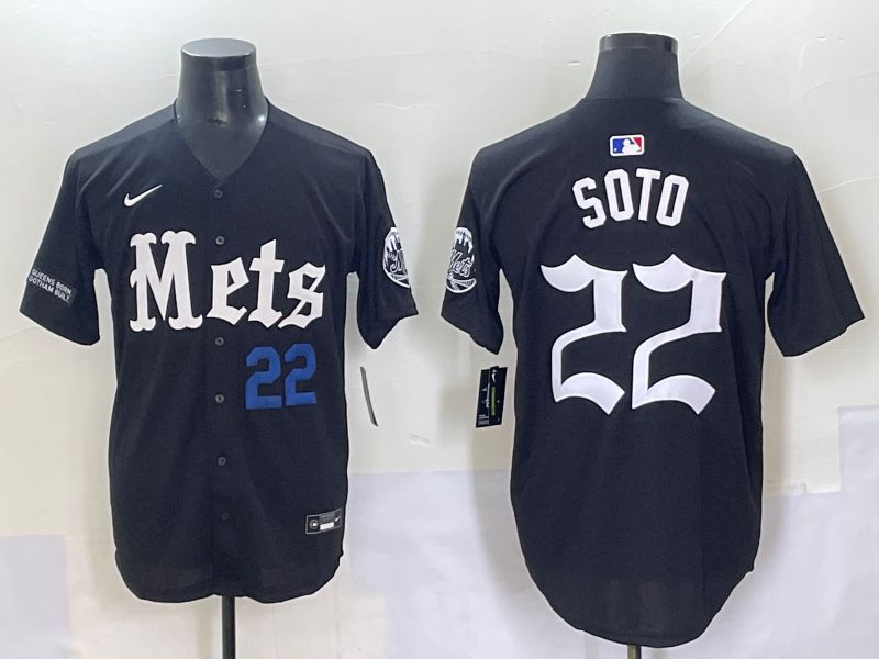 Men 2025 New York Mets 22 Soto Black Five generations Joint Name Nike MLB Jersey style 6